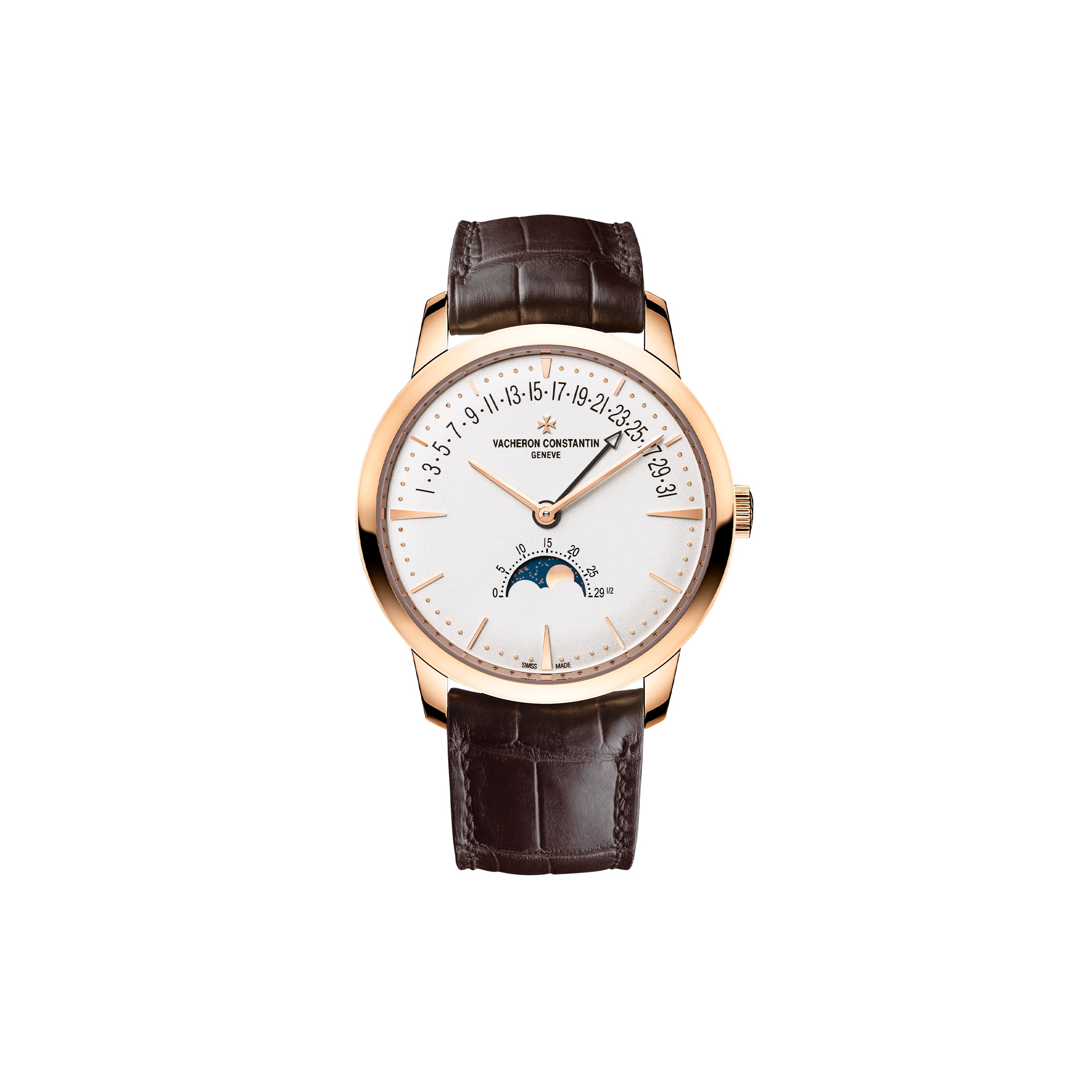 VACHERON CONSTANTIN PATRIMONY MOON PHASE RETROGRADE DATE 42.5 MM PINK GOLD WATCH 4010U/000R-B329